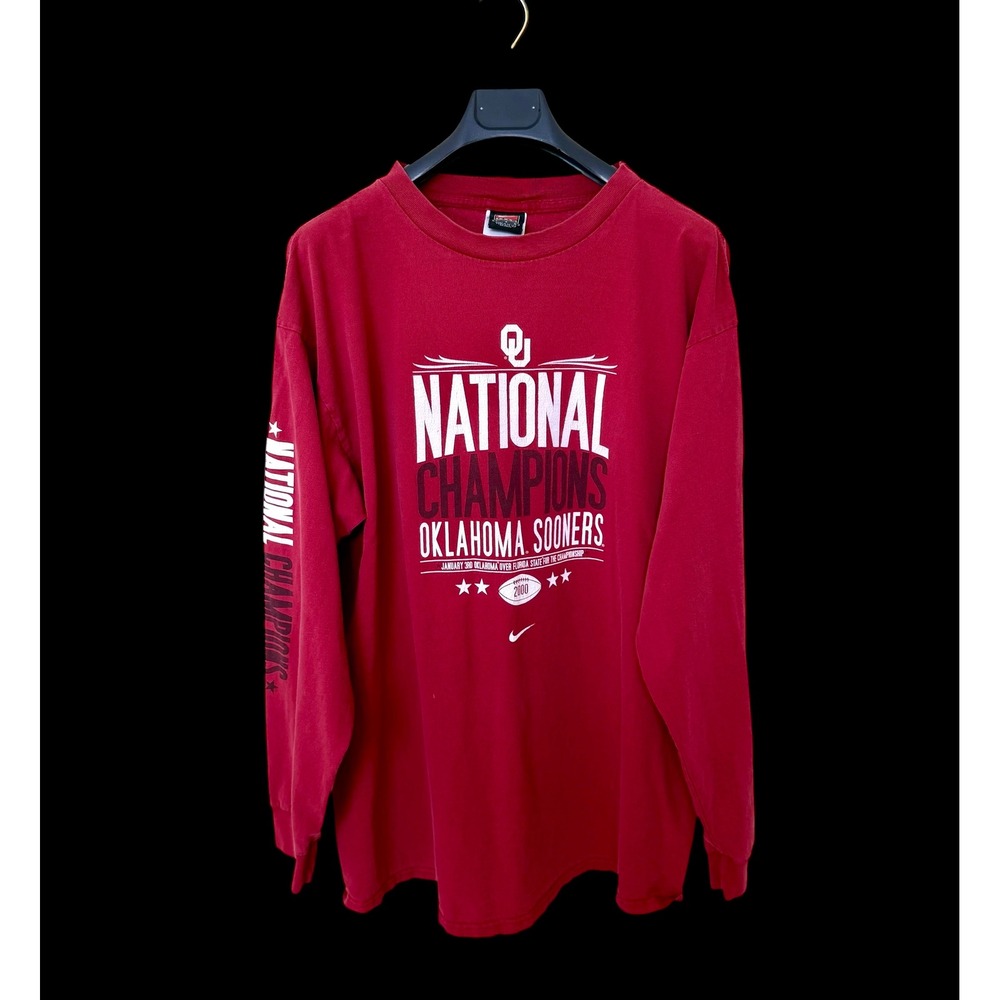 Y2K Nike Oklahoma Sooners 2000 National Champions‎ Long Sleeve Shirt Mens L